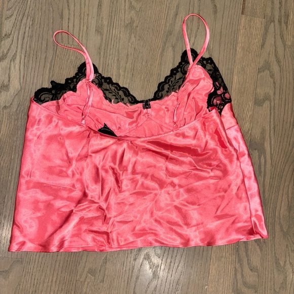 Vintage Jones New York Pink Black Lace Silk Slip Tank Womens Lingerie XL - Picture 5 of 5